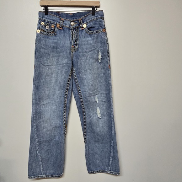 True Religion World Tour Joey  Super T Jeans‎ Womens 30x31 Thick Stitching Y2K - Picture 2 of 9